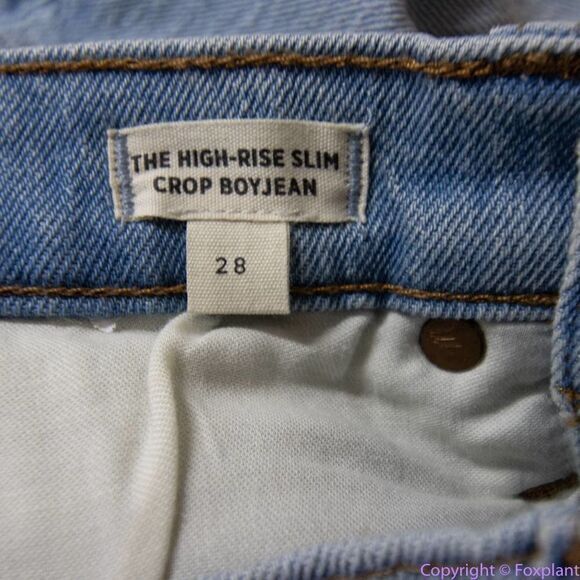 NEW Madewell High-Rise Slim Crop Boyjean in Dumas Wash: Ripped Edition, size 28 - Picture 9 of 16